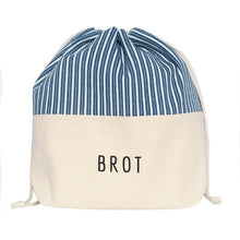 Laden Sie das Bild in den Galerie-Viewer, Brotkorb und Brottasche aus Baumwolle, Motiv "Streifen Blau"